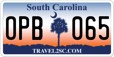 SC license plate OPB065