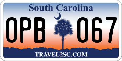 SC license plate OPB067