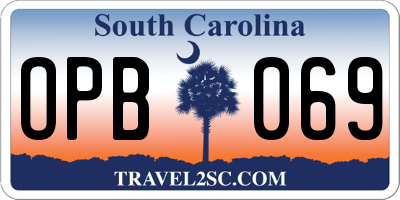 SC license plate OPB069