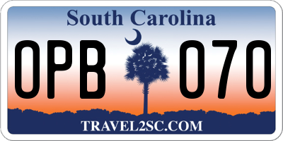SC license plate OPB070