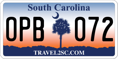SC license plate OPB072