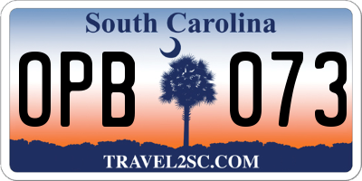 SC license plate OPB073