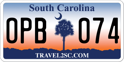 SC license plate OPB074