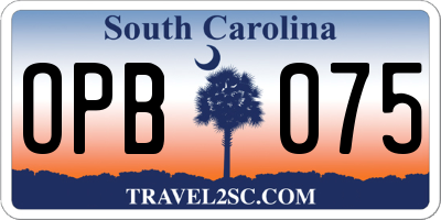 SC license plate OPB075
