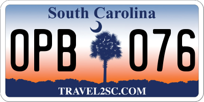 SC license plate OPB076