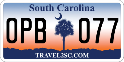 SC license plate OPB077