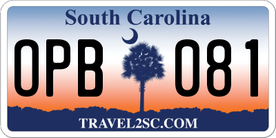 SC license plate OPB081
