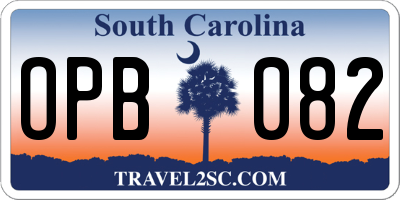 SC license plate OPB082