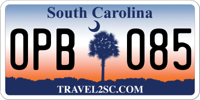 SC license plate OPB085
