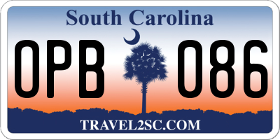 SC license plate OPB086
