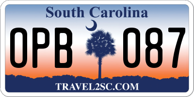 SC license plate OPB087