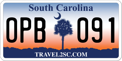 SC license plate OPB091