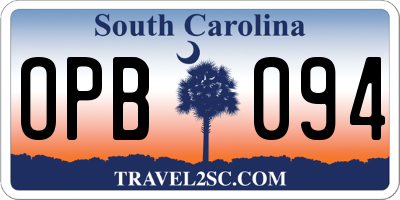 SC license plate OPB094