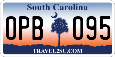 SC license plate OPB095