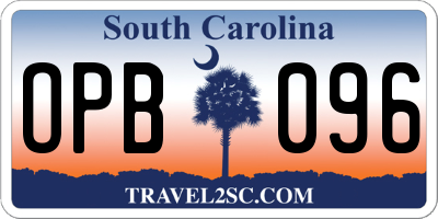 SC license plate OPB096