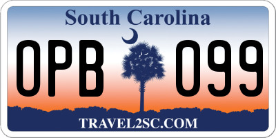 SC license plate OPB099
