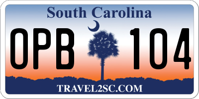 SC license plate OPB104
