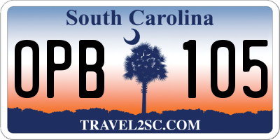 SC license plate OPB105