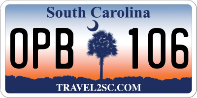 SC license plate OPB106