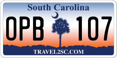 SC license plate OPB107