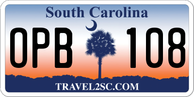 SC license plate OPB108