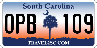 SC license plate OPB109