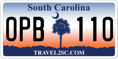 SC license plate OPB110
