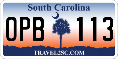 SC license plate OPB113