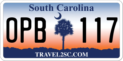 SC license plate OPB117