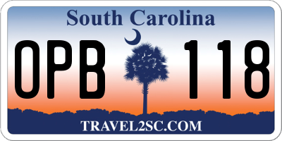 SC license plate OPB118