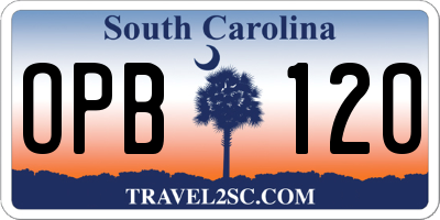 SC license plate OPB120