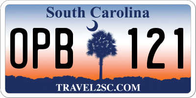 SC license plate OPB121