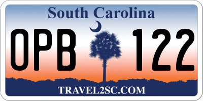 SC license plate OPB122