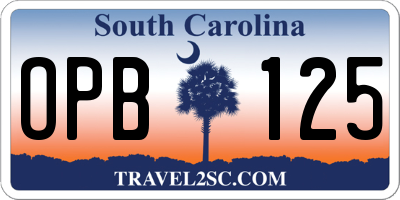 SC license plate OPB125