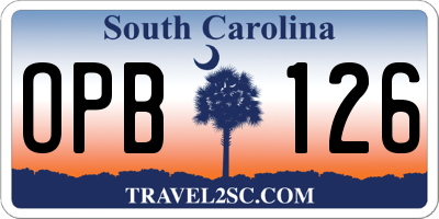 SC license plate OPB126