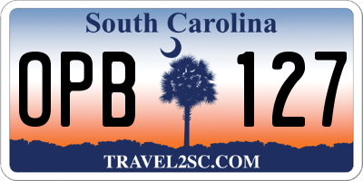 SC license plate OPB127