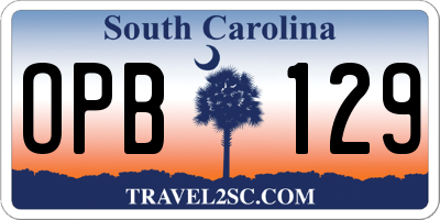 SC license plate OPB129