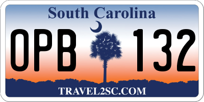 SC license plate OPB132