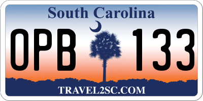 SC license plate OPB133