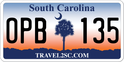 SC license plate OPB135