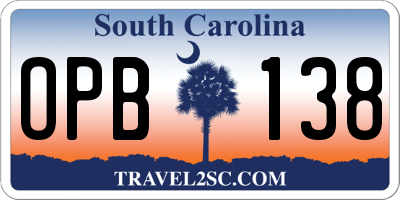 SC license plate OPB138