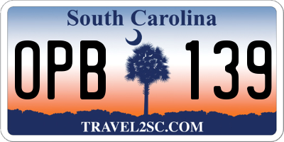 SC license plate OPB139