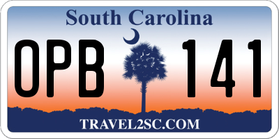 SC license plate OPB141