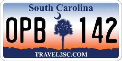 SC license plate OPB142