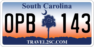 SC license plate OPB143