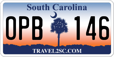 SC license plate OPB146