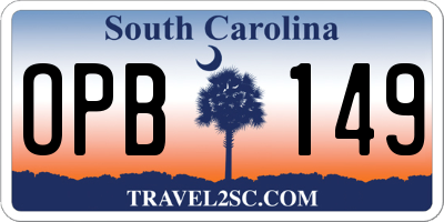 SC license plate OPB149