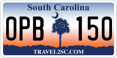 SC license plate OPB150