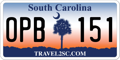 SC license plate OPB151
