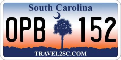 SC license plate OPB152